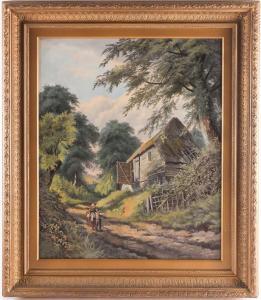 BUCKLEY Robert E,figures before a barn,19th century,Dawson's Auctioneers GB 2021-12-16