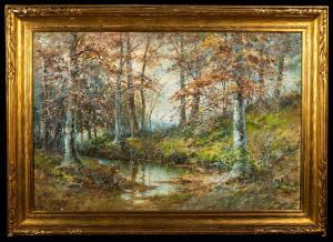 BUCKLIN William Savery 1851-1928,woodland scene and stream,Cobbs US 2021-08-07