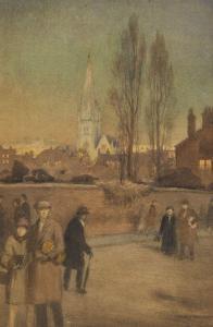 BUCKMAN Percy 1865-1935,Figures gathering for church in a village landscape,Rosebery's GB 2022-05-05