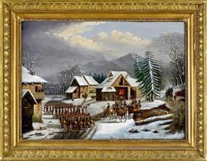 BUDELOT Philippe 1770-1829,Défilé militaire dans un paysage de neige,Etienne de Baecque 2018-11-12