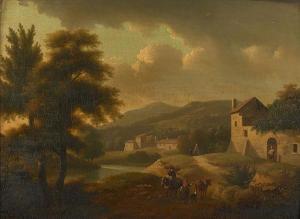 BUDELOT Philippe 1770-1829,Paysage montagneux animé de figu,Artcurial | Briest - Poulain - F. Tajan 2020-02-04