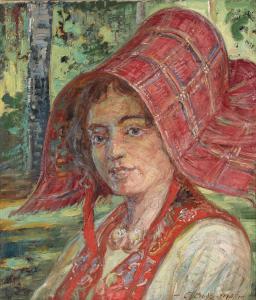 BUDTZ MOLLER Carl 1882-1953,A young woman in traditional dress,1921,Bruun Rasmussen DK 2023-08-21