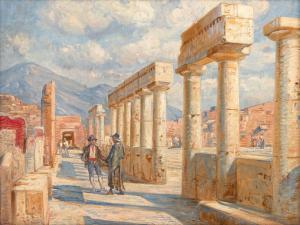 BUDTZ MOLLER Carl 1882-1953,Two men conversing in the ancient ruins of Pompeji,Nagel DE 2023-11-08