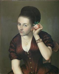 BUDZYŃSKI Andrzej,Portret kobiety z różą,1850,Rempex PL 2021-11-17