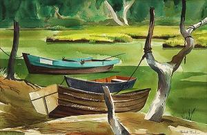 BUEL Herbert 1915-1984,Three Boats,Clars Auction Gallery US 2013-06-16