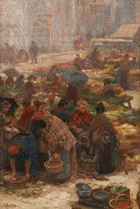 BUELENS FELIX 1850-1921,Le marché matinal,Horta BE 2016-12-12