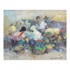 BUENAVENTURA Y ESPINOSA Cesar 1919-1983,Market Scene,1981,Leon Gallery PH 2024-04-20