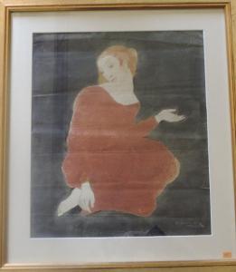 BUENO DE MESQUITA H J,Portrait of an attractive Lady in red dres,Fonsie Mealy Auctioneers 2015-10-06