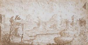 BUFFAGNOTI Carlo Antonio 1660-1720,Phantastische Landschaft mit zwei Personen an e,Palais Dorotheum 2022-04-13