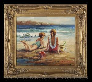 BUFORD Claude Marie 1946,Children on the Beach,New Orleans Auction US 2016-01-23