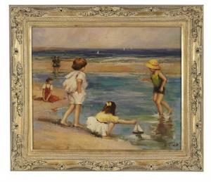 BUFORD Claude Marie 1946,Children Playing on the Beach,New Orleans Auction US 2016-12-10