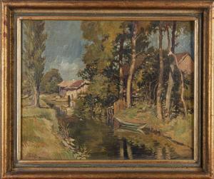 BUHLER Heinrich 1893-1986,Dorf an einem Bachlauf,DAWO Auktionen DE 2022-12-10