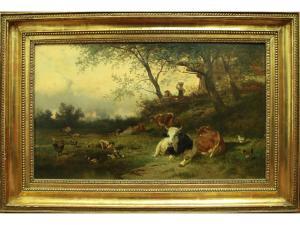 BUHLMAYER Conrad 1835-1883,Scena di campagna con animali e personaggi,1872,Maison Bibelot 2022-12-07