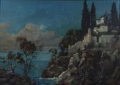 buhner,Nächtliches südländisches Seestück mit Felsküste und Villa,1900,Heickmann DE 2009-06-27