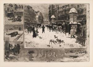 BUHOT Felix Hilaire 1847-1898,L'Hiver à Paris,1879,Swann Galleries US 2008-10-31