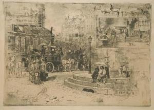 BUHOT Felix Hilaire 1847-1898,La Place Pigalle,1878,Christie's GB 2006-05-31