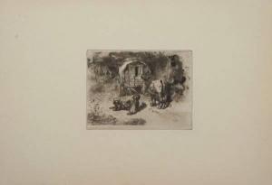 BUHOT Felix Hilaire,"Les Gardiens du Logis" ,  , etching, roulette,Kaminski & Co. 2007-10-20
