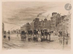 BUHOT Felix Hilaire 1847-1898,Une matinée d\’hiver, quai de l\’Hôtel-Dieu, ou Le,Ader FR 2024-04-03