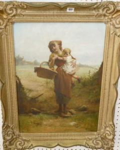 BUIR A,A peasant girl and her child crossing a path acros,Bellmans Fine Art Auctioneers 2012-06-27