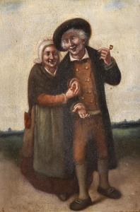 BUISSON Georges J 1859-1933,A Cheerful Elderly Couple Linking Arms,John Nicholson GB 2018-11-28