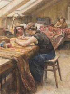 BUKOVAC Ivanka 1899-1957,In the Carpet Workshop,Palais Dorotheum AT 2018-09-22