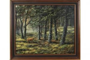 BULDER Hans 1900-1900,buck in forest o,Twents Veilinghuis NL 2015-07-03