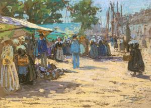 BULFIELD Joseph 1850-1921,Marktszene in der Bretagne,Leo Spik DE 2021-12-09
