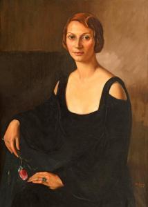 BULGARAS Petre 1884-1939,Lady with magnolia,1933,Artmark RO 2024-01-31