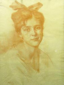 BULGARAS Petru 1895-1939,Portretul Elenei Zamora,1917,Alis Auction RO 2012-02-28