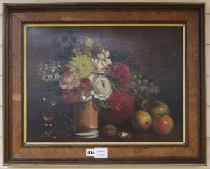 BULLOCK George Grosvenor,Still life of flowers, fruit, nuts and a glass,1834,Gorringes 2020-01-13