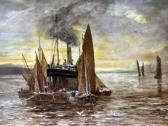 BULMAN Henry H 1871-1929,fishing boats around a Factory ship,Warren & Wignall GB 2012-06-27