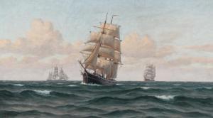 BULOW Axel 1900,Seascape with sailing ships,Bruun Rasmussen DK 2017-06-19