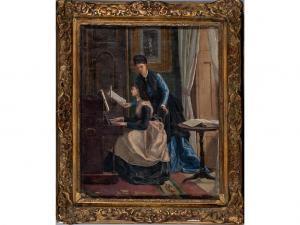 BULTEAU Charles 1800-1900,La leçon de piano.,1876,Hôtel des ventes d'Avignon FR 2024-02-10