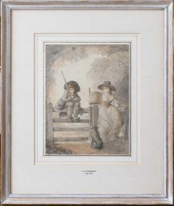 BUNBURY Henry William 1750-1811,Figures and dog at rest by a gate,Tennant's GB 2023-08-19