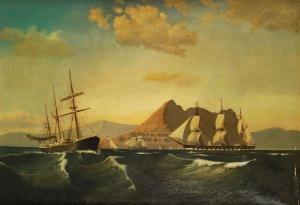 BUNCH C V,A steam ship passing a Danish brig, off the rock o,1885,Dreweatt-Neate 2012-10-02