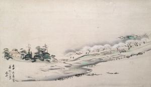 BUNCHO Tani 1763-1840,Malerei mit Darstellung einer Landschaft am Ufer d,Nagel DE 2017-12-06