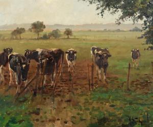 BUNDGAARD Gunnar 1920-2005,Scenery with cows on the field,Bruun Rasmussen DK 2023-02-06