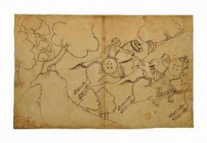 BUNDI SCHOOL,TWO HORSEMEN HUNTING,1775,Christie's GB 2015-10-09
