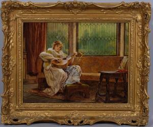 BUNDY Edgar 1862-1922,woman with guitar,1891,Burstow and Hewett GB 2024-02-29