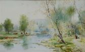 BUNDY John Elwood 1853-1933,River landscape with figures on a path,1898,Mallams GB 2010-10-13