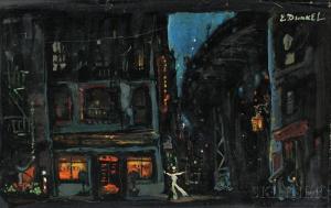 BUNEL Charles Eugene 1863,Figure of a Sailor in a Cityscape at Night,Skinner US 2016-09-23