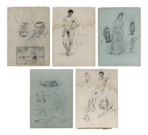 BUNKER Dennis Miller 1861-1890,Figural sketches,Eldred's US 2021-11-19