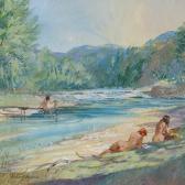 BUNKIN Robert,nude bathers at the river,Burstow and Hewett GB 2019-08-21