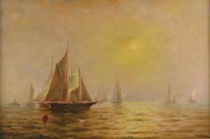 BUNN George 1885-1898,marine scene with sailing ships,1889,Winter Associates US 2022-08-29