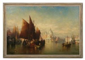 BUNNER Andrew Fisher 1841-1897,Venetian Canal Scene with View of St. Mark',1880,New Orleans Auction 2021-07-24