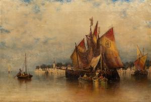 BUNNER Andrew Fisher 1841-1897,Venetian Fishing Boats off San Nicoletto, Near Ven,Hindman 2021-09-27