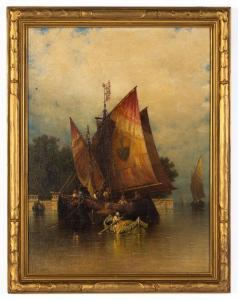 BUNNER Andrew Fisher 1841-1897,Venetian Scene,Cottone US 2023-11-29