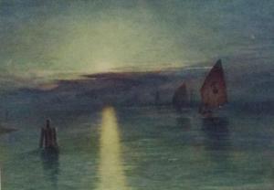 BUNNEY John Wharlton 1826-1882,Venetian lagoon scene with sailing boats,1871,Wotton GB 2019-09-17