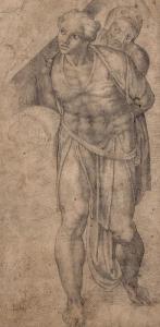 BUONARROTI MICHELANGELO 1475-1564,A figure from the fresco of the Crucifixion of ,Bloomsbury London 2012-11-14