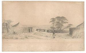 BURCHELL William John 1781-1869,A View of the Town, Litakun,Strauss Co. ZA 2015-03-16
